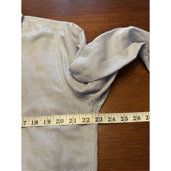 16 / 33 Gitman Bros Tailored Fit Button Up Long Sleeve Dress Shirt Blue Stripe - Picture 10 of 10
